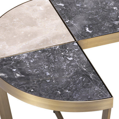 Eichholtz Side Table Turino brushed brass finish grey marble