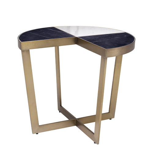 Eichholtz Side Table Turino brushed brass finish black marbl