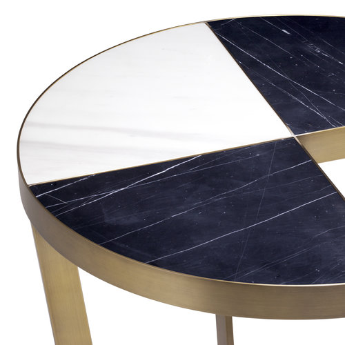 Eichholtz Side Table Turino brushed brass finish black marbl