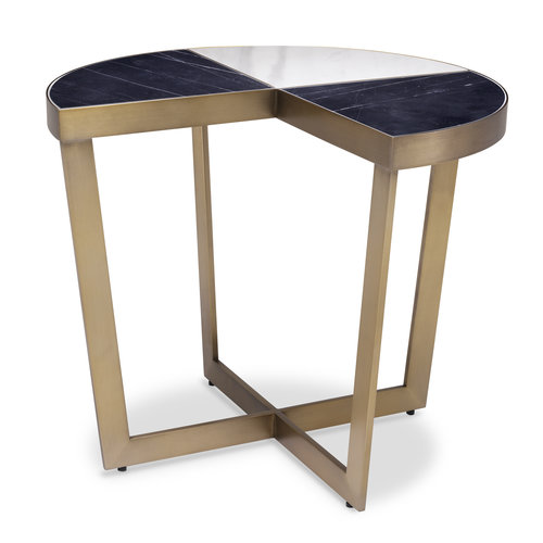 Eichholtz Side Table Turino brushed brass finish black marbl