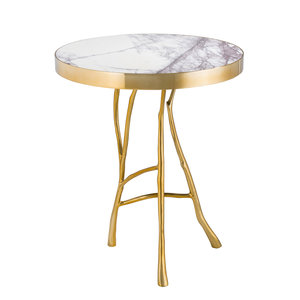 Eichholtz Side Table Veritas gold finish white marble