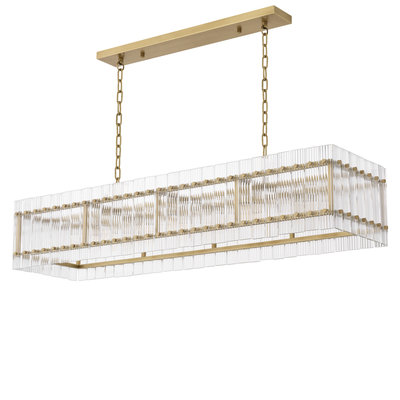 Chandelier Ruby rectangular antique brass finish