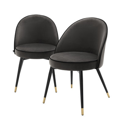 Dining Chair Cooper roche dark grey velv set of 2