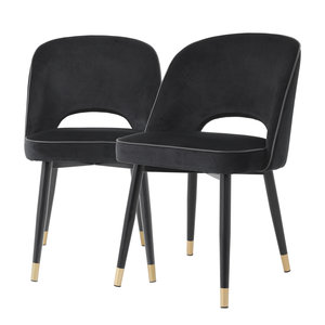 Eichholtz Dining Chair Cliff roche black velvet set of 2