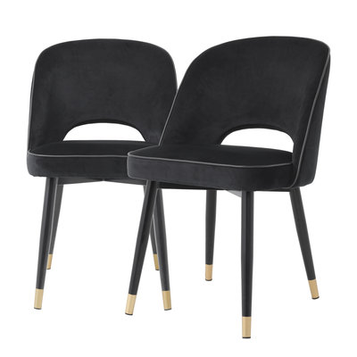 Dining Chair Cliff roche black velvet set of 2