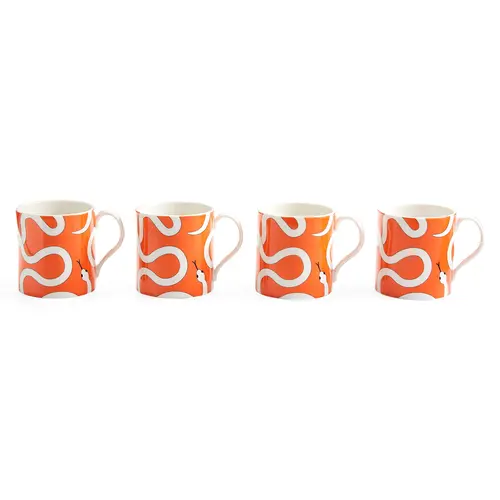 Jonathan Adler EDEN MUGS - SET OF 4 - ORANGE