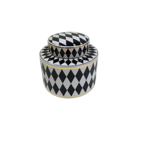 HOF House of Furniture Keramiek pot zwart/wit rond HOF House of Furniture Keramiek pot zwart/wit rond