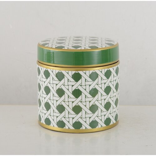 HOF House of Furniture Keramiek Cane doos groen/wit HOF House of Furniture Keramiek Cane doos groen/wit