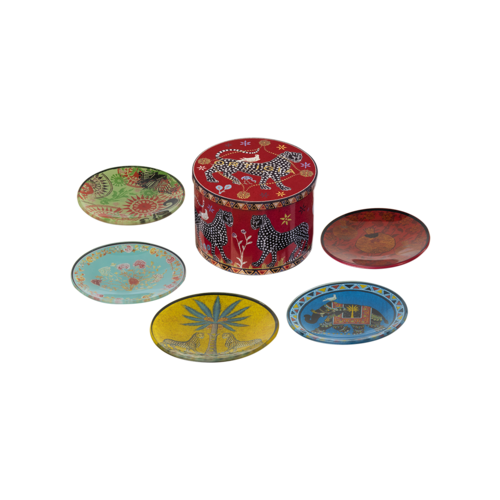 Ortigia Tin with 5 glass plates: Ambra, Fico, Florio, Melograno & Zagara Ortigia Tin with 5 glass plates: Ambra, Fico, Florio, Melograno & Zagara