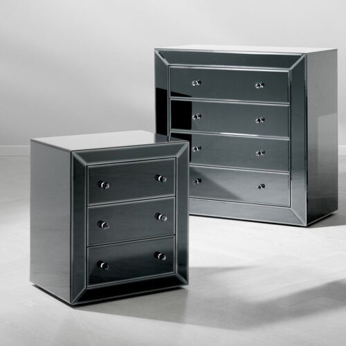 Eichholtz Chest Brera black mirror glass 4 drawer