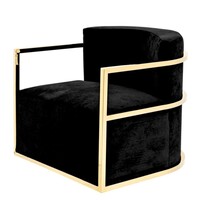 Chair Emilio gold finish black velvet