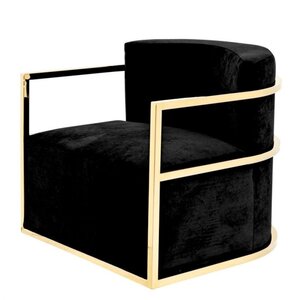 Eichholtz Chair Emilio gold finish black velvet