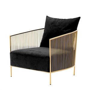 Eichholtz Chair Knox gold finish black velvet