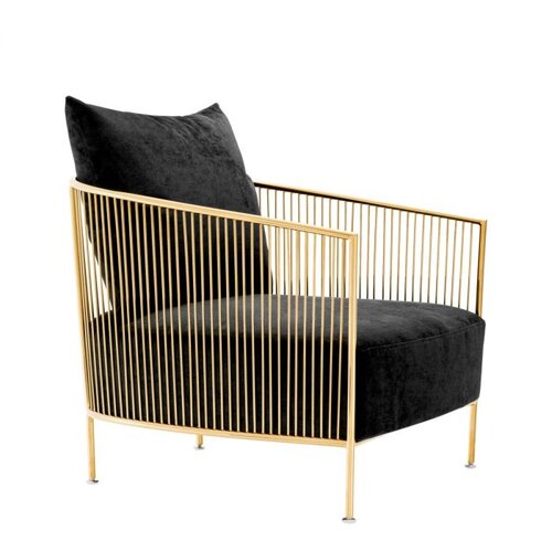 Eichholtz Chair Knox gold finish black velvet