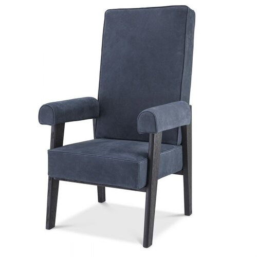 Eichholtz Chair Milo high black oak blue nubuck