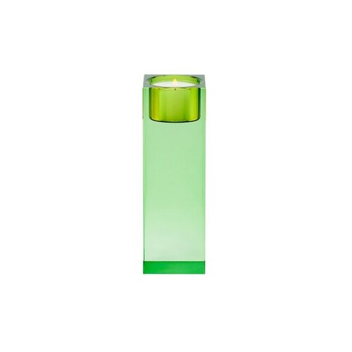 Sari, crystal glass, tea light holder L(h14cm), green, sprayed
