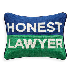 Jonathan Adler Honest Lawyer Needlepoint Pillow