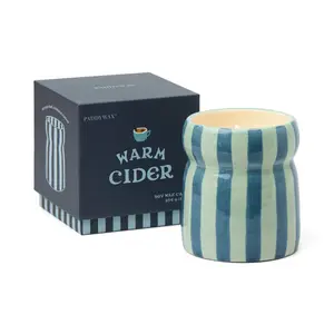 HOF House of Furniture Cabana 6.5oz/184g Blue/Navy Striped Ceramic Candle - Warm Cider HOF House of Furniture Cabana 6.5oz/184g Blue/Navy Striped Ceramic Candle - Warm Cider