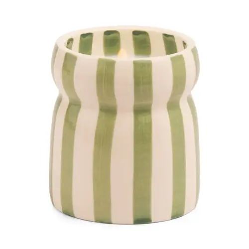 HOF House of Furniture Cabana Sage Striped Ceramic Candle - Bora Bora HOF House of Furniture Cabana Sage Striped Ceramic Candle - Bora Bora