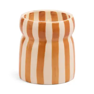 HOF House of Furniture Cabana Rust Striped Ceramic Candle - Sienna Sunset HOF House of Furniture Cabana Rust Striped Ceramic Candle - Sienna Sunset