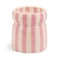 Cabana Lavender Striped Ceramic Candle - Grecian Sand