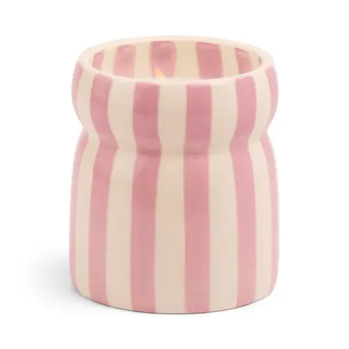 HOF House of Furniture Cabana Lavender Striped Ceramic Candle - Grecian Sand HOF House of Furniture Cabana Lavender Striped Ceramic Candle - Grecian Sand