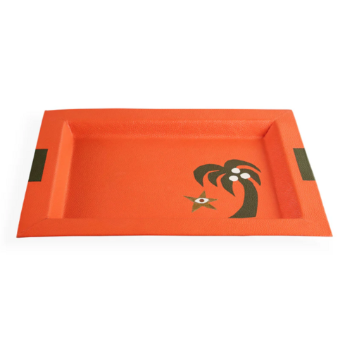 Jonathan Adler Playa Leather Palm Tree Tray