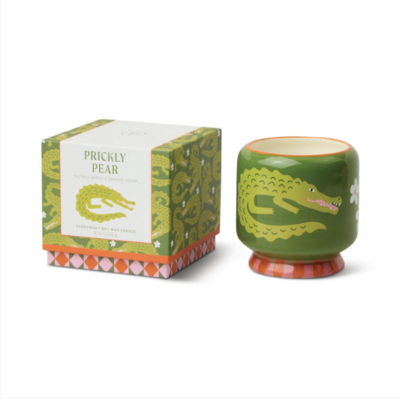 A Dopo 8oz/226g Crocodile Ceramic Candle - Prickly Pear