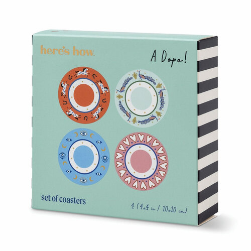 HOF House of Furniture A Dopo Coasters - Set of 4 - Eye, Peacock, Heart, Horse HOF House of Furniture A Dopo Coasters - Set of 4 - Eye, Peacock, Heart, Horse