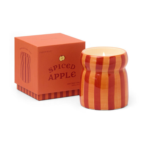 HOF House of Furniture Cabana 6.5oz/184g Red/Coral Striped Ceramic Candle - Spiced Apple HOF House of Furniture Cabana 6.5oz/184g Red/Coral Striped Ceramic Candle - Spiced Apple