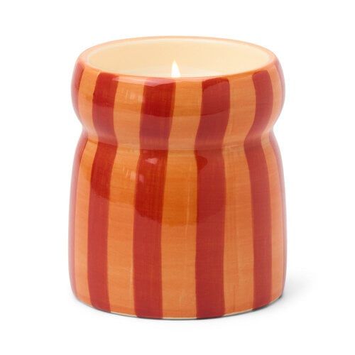 HOF House of Furniture Cabana 6.5oz/184g Red/Coral Striped Ceramic Candle - Spiced Apple