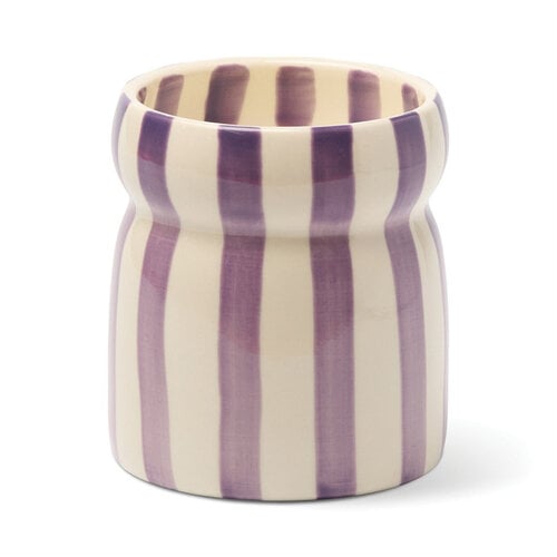 HOF House of Furniture Cabana 6.5oz/184g Purple Striped Ceramic Candle - Waikiki Waters