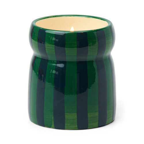 HOF House of Furniture Cabana 6.5oz/184g Green/Navy Striped Ceramic Candle - Balsam Fir