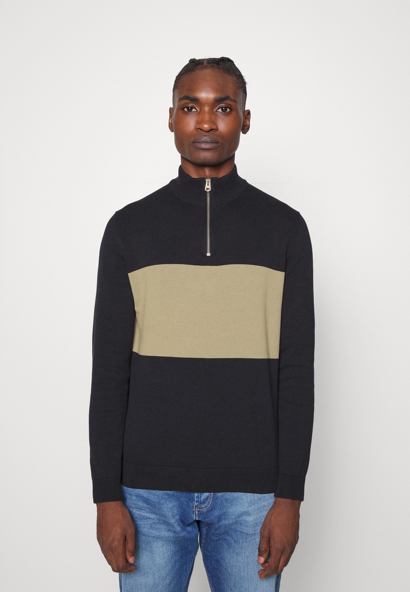 Only & Sons ONSALEX Stripe Half ZIP Knit (187197 Dark Navy)