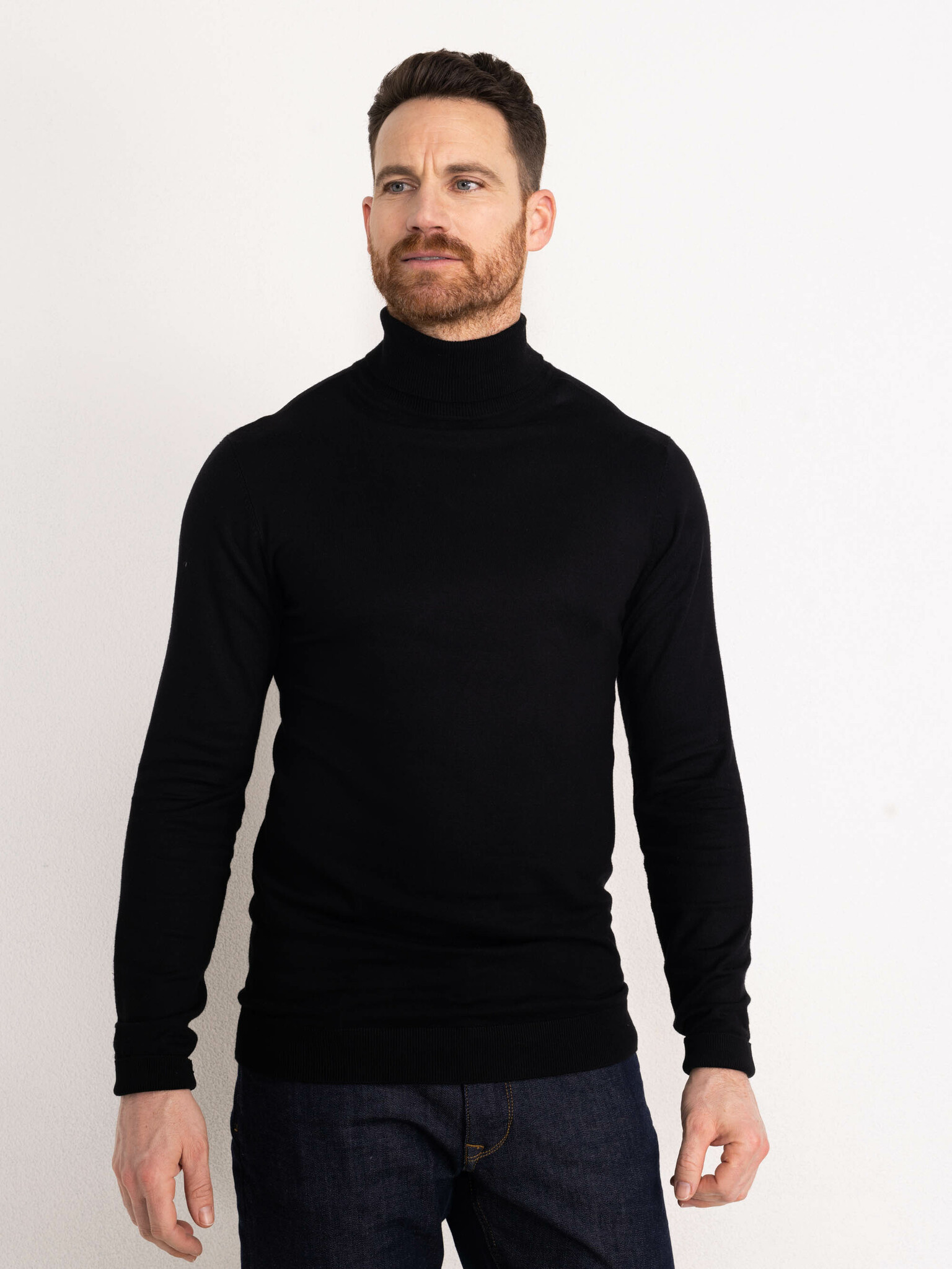 Petrol M-NOOS-KWC001 - Men Knitwear Collar Basic (9999 Black)