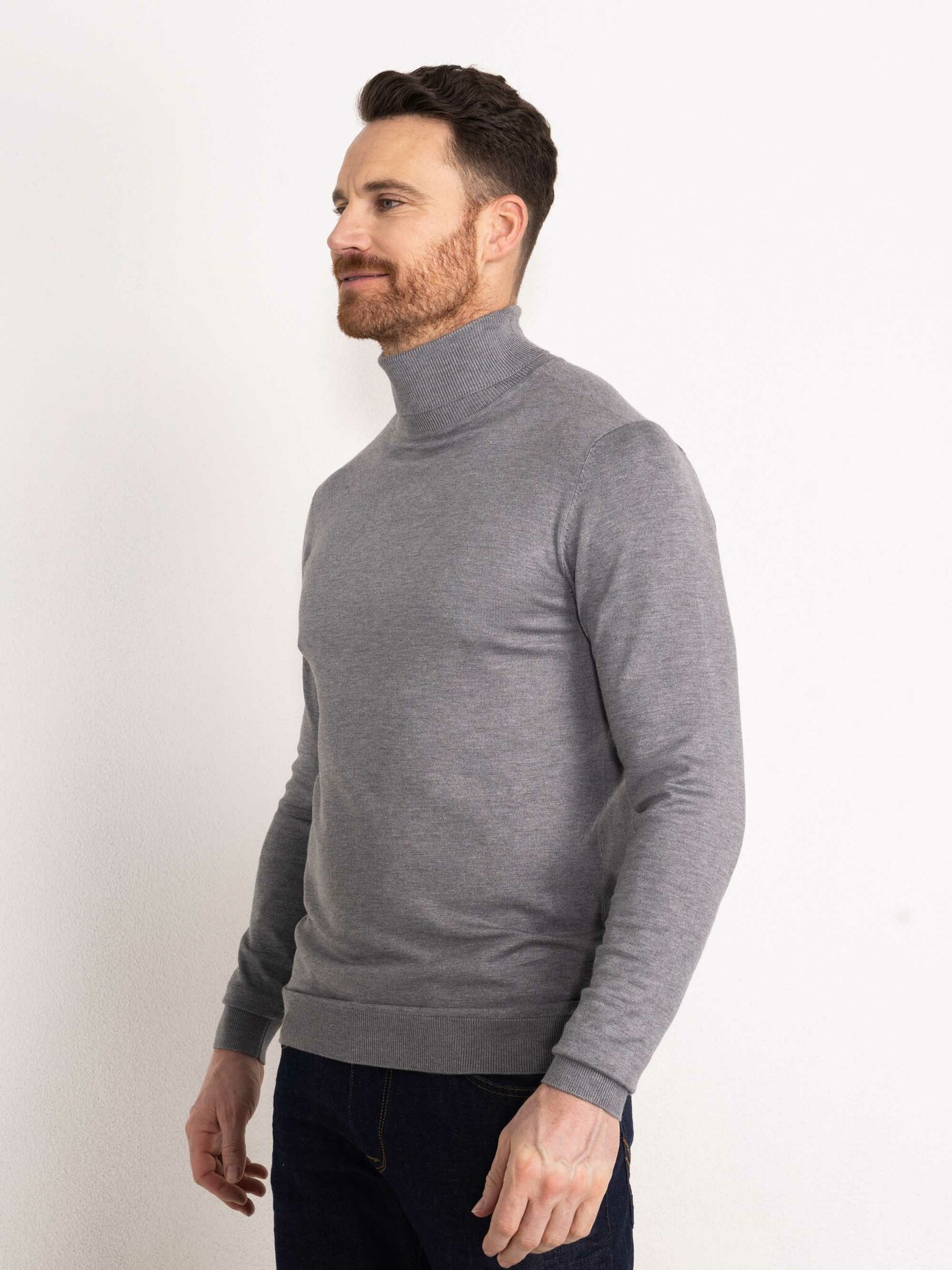 M-NOOS-KWC001 - Men Knitwear Collar Basic (9046 Light Slate Melee)