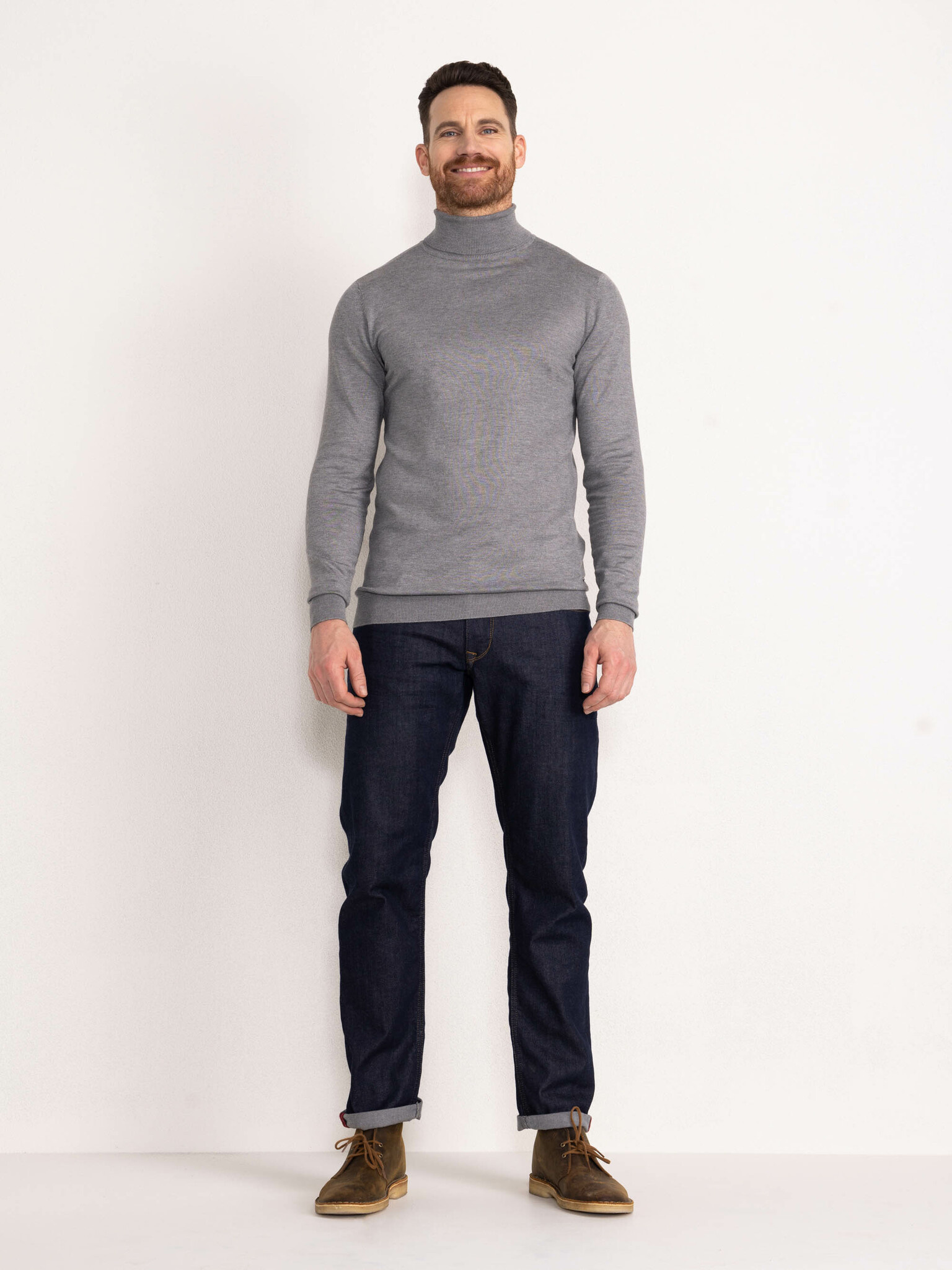 M-NOOS-KWC001 - Men Knitwear Collar Basic (9046 Light Slate Melee)