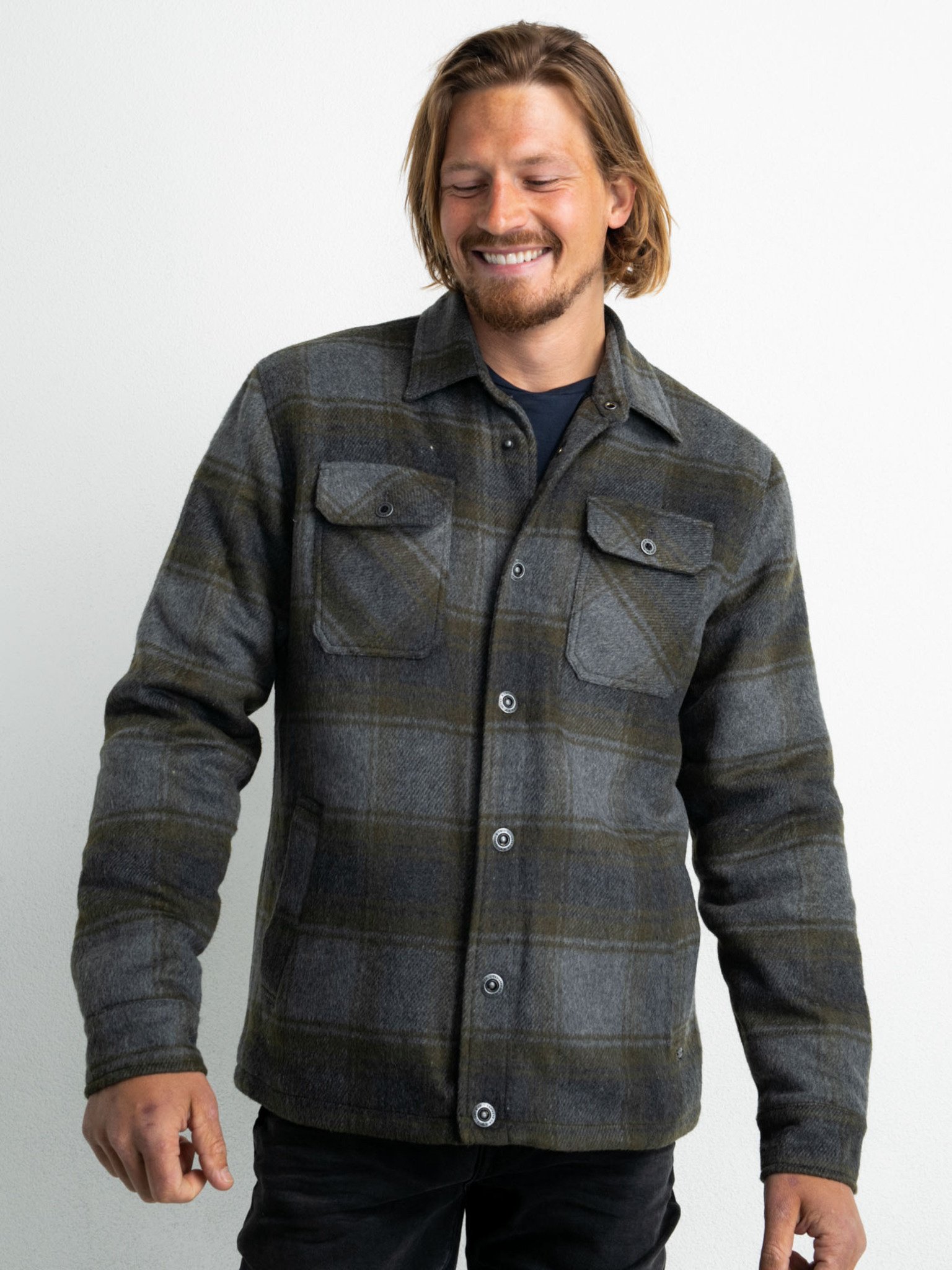 Petrol M-3020-SIL408 - Men Shirt Long Sleeve Check (7116 Desert Palm)