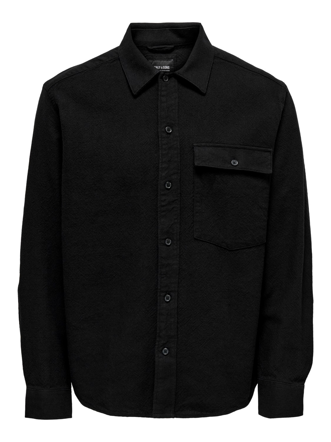 Only & Sons ONSTOM Life LS RLX Slub Solid Shirt (187679 Black)