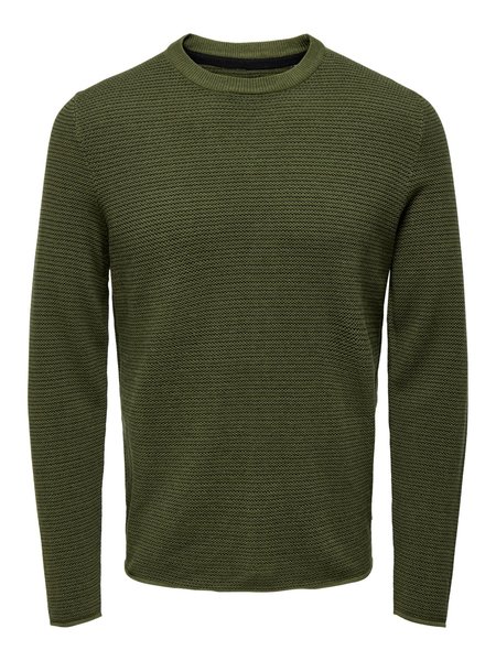 Only & Sons ONSNIGUEL 12  Stripe Crew Knit (187198 Olive Night)