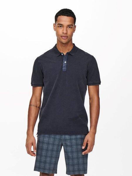 Only & Sons ONSTRAVIS Slim Washed SS Polo (187197 Dark Navy)