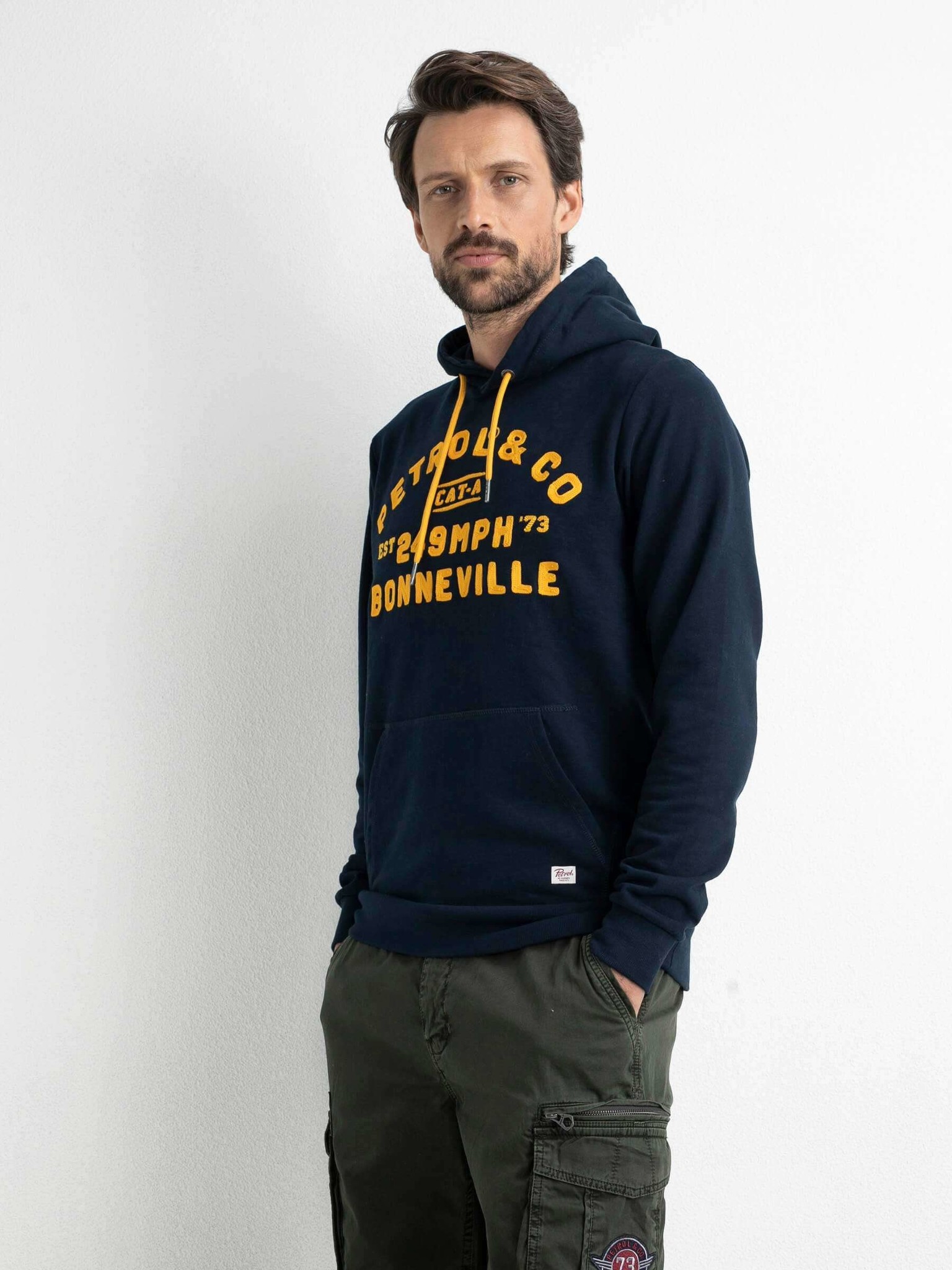 Petrol M-1020-SWH337 - Men Sweater Hooded Print (5152 Midnight Navy )