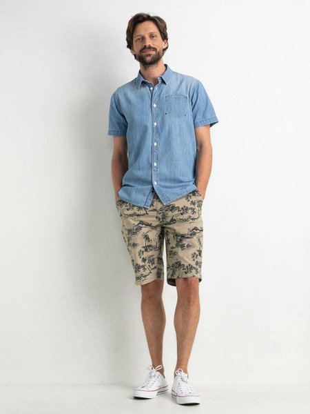 Petrol M-1020-SIS426 - Men Shirt Short Sleeve Denim (5047 Bleached Indigo)