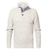 Petrol M-3020-KWC226 - Men Knitwear Collar (0009 Antique White Melee)