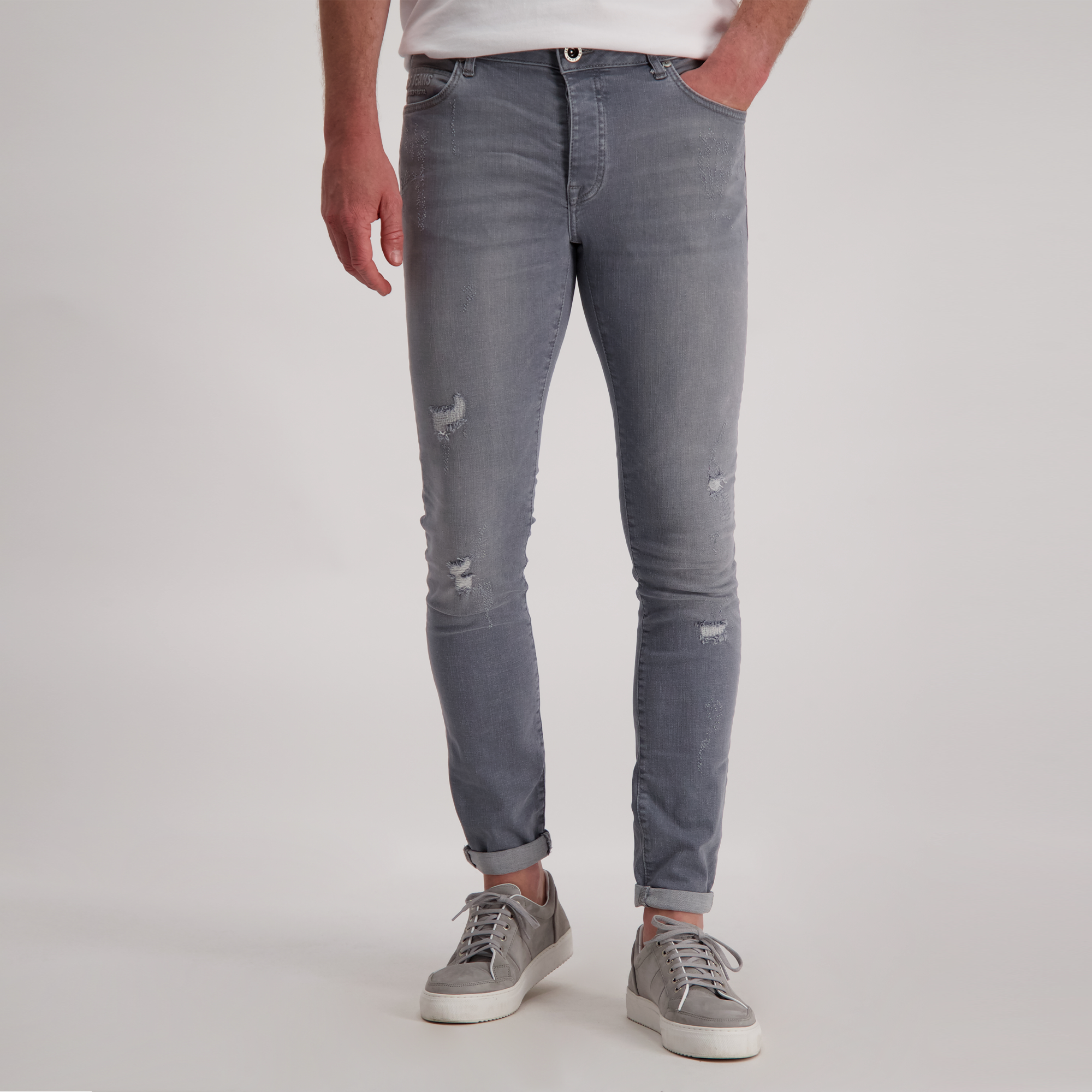 Cars Jeans ARON Super Skinny Damage Grey Used (13)