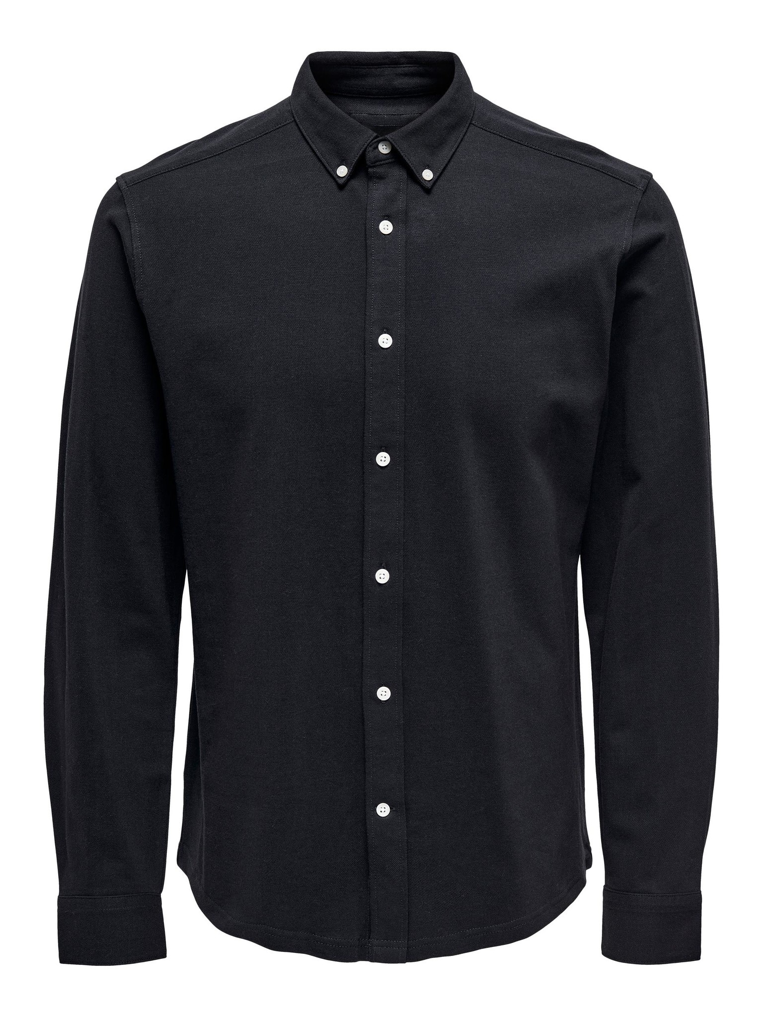 Only & Sons ONSTARP Slim Pique BTN DWN LS Shirt (187197 Dark Navy)