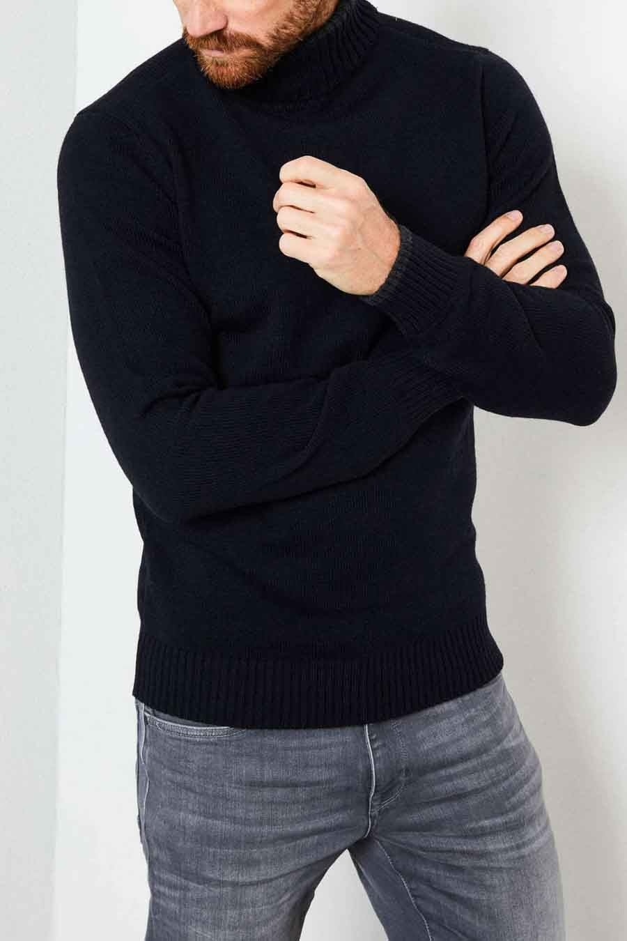 M-3000-KWC222 Turtleneck Pullover (5091 Dark Navy)
