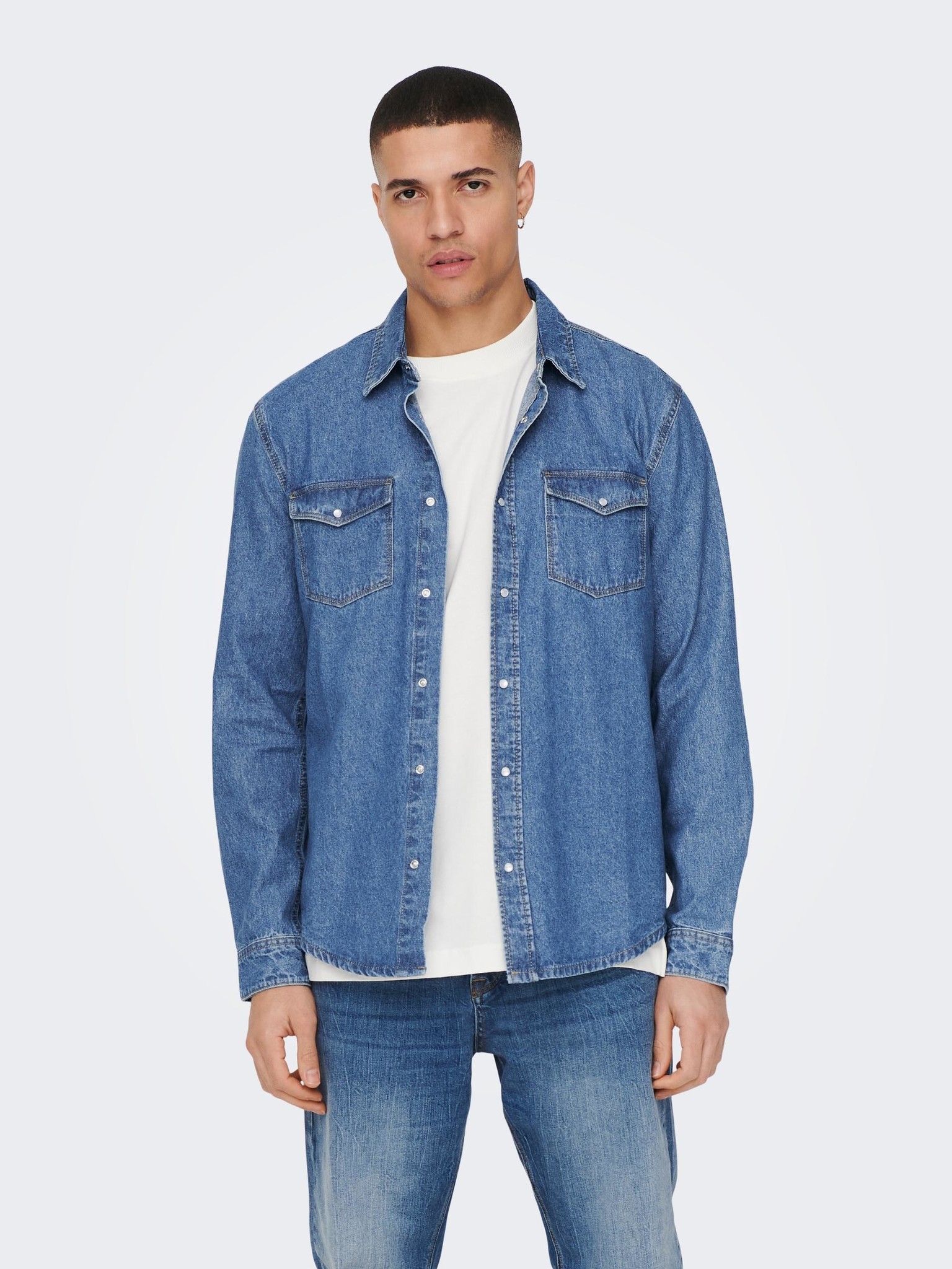 Only & Sons Onsbane Denim 3247 Shirt (191511 Medium Blue Denim)