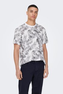 Onsperry Life REG Leaf AOP SS TEE (209112 Bright White)