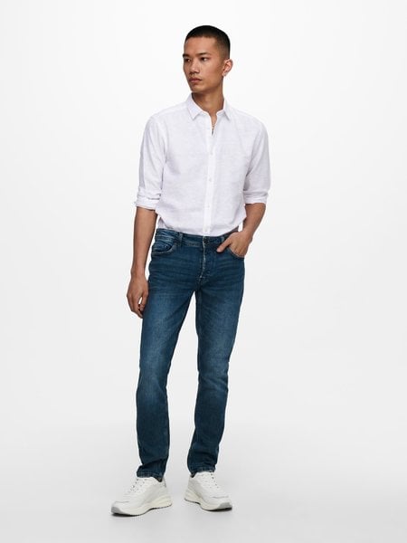 Only & Sons Onscaiden LS Solid Linen Shirt (188758 White)